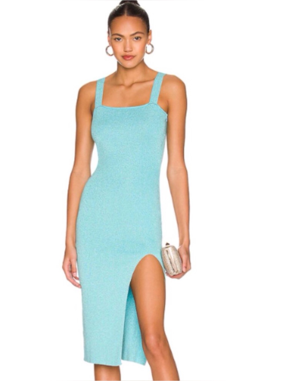 Superdown NWT Size X-Small Metallic Blue Zoe Dress Bodycon Cocktail Stretch